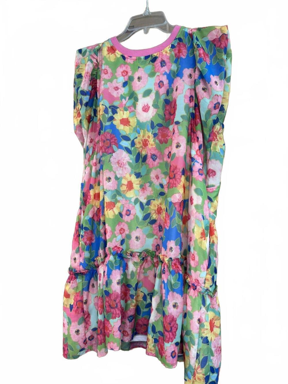 NEW DAVI & DANI women's print midi dress in floral pink